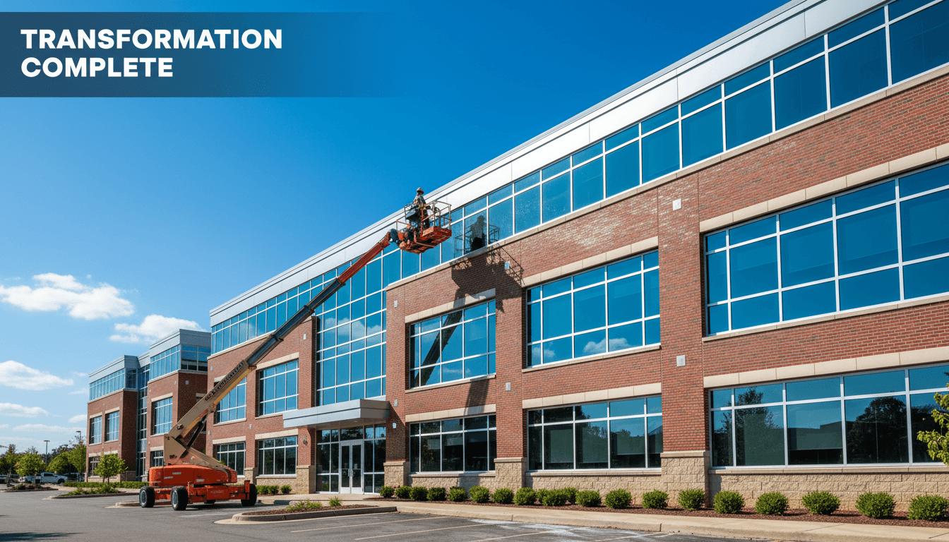 Commercial property exterior maintenance and pressure washing service